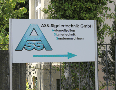 Firmenschild ASS-Signiertechnik Remscheid